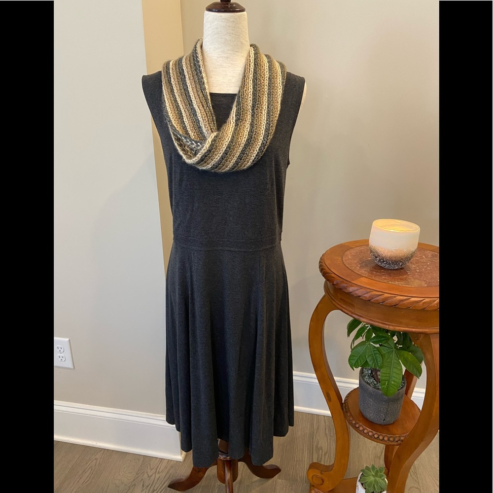Loft New Dark Grey Sleeveless Dress NWT
